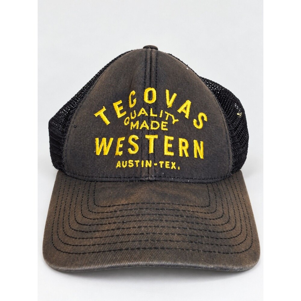 Tecovas Quality Made Western Trucker Hat Charcoal Black Mesh Snapback Cap